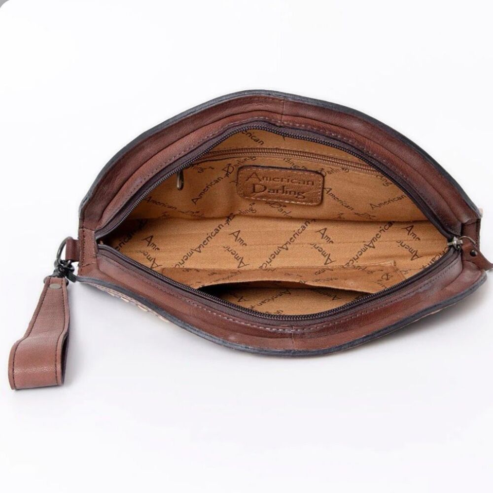 American Darling Leather Wristlet – Tooled Floral & Playing Card Motif - Picture 3 of 5